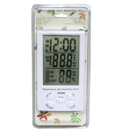 TA308 مقياس رطوبة درجة الحرارة الرقمي LCD مع ساعة مقياس درجة الحرارة المنزلية المزود