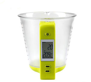 1kg / 1g شاشة LCD رقمية كأس قياس الماء / الحليب مع مقبض أخضر المزود