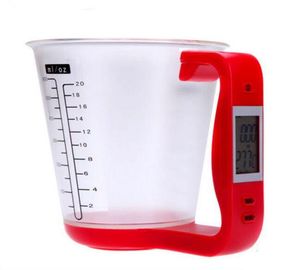 1kg / 1g شاشة LCD رقمية كوب قياس الماء / الحليب مع مقبض أحمر المزود