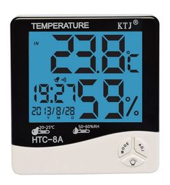 ساعة HTC-8A LCD معدل درجة الحرارة والرطوبة المزود