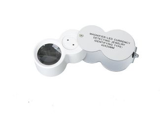 NO.9888 40X 25mm العملة الكشف الفضة LED الجيب العدسة المزود