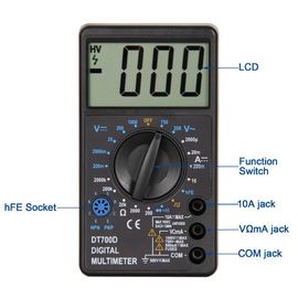 DT700D 50Hz إنتاج الموجة المربعة شاشة LCD كبيرة شاشة رقمية متعددة المقاييس للمبتدئين المزود