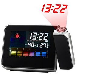 ساعة LCD الرقمية ساعة الإنذار ساعة درجة الحرارة والرطوبة عداد لون العرض LED الضوء الخلفي أجهزة الكمبيوتر المكتبية ساعات المشروع المزود