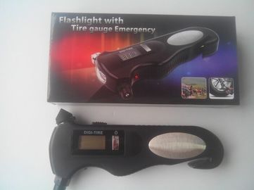 مقياس ضغط الإطارات الرقمي متعدد الوظائف 2-150 PSI مع مطرقة أمان الهروب و مصباح يدوي المزود