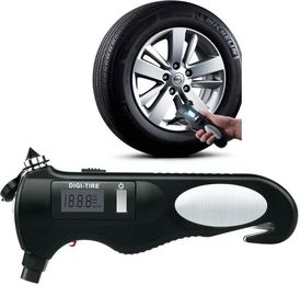 مقياس ضغط الإطارات الرقمي متعدد الوظائف 2-150 PSI مع مطرقة أمان الهروب و مصباح يدوي المزود