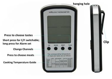 DTH-106 دقيق جديد ثنائي المسبار حرارة اللحوم مع الضوء الخلفي للمطبخ الطهي في الهواء الطلق الشواء / الشواء المزود