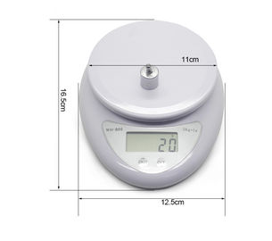 Wh-B05 الميزان الإلكتروني الرقمي للمطبخ الغذائي 5kg / 1 g، الميزان التغذوي الأبيض الميزان الإلكتروني الصغير المزود