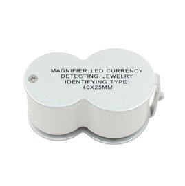 NO.9888 40X 25mm العملة الكشف الفضة LED الجيب العدسة المزود
