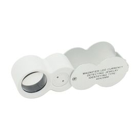 NO.9888 40X 25mm العملة الكشف الفضة LED الجيب العدسة المزود