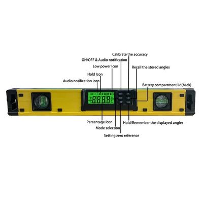 DL400 18 بوصة مستوى كهربائي IP54 الغبار والماء المقناطيس القوية مستوى الروح مع فقاعات 2 المزود