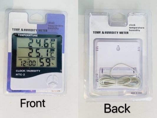 HTC-2 LCD الحرارة الرقمية الحرارة الحرارة الحرارة المحطة الجوية الحرارة اللاسلكية المختبر الرطوبة الداخلية الخارجية ساعة المسبار المزود