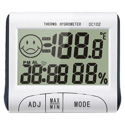 DC102 ميني LCD الرقمي الحرارة الداخلية المقياس الحرارة الرطوبة عداد الساعة مكتب مع الوقوف المغناطيسي المزود