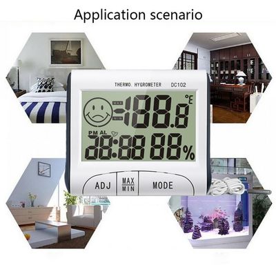 DC102 ميني LCD الرقمي الحرارة الداخلية المقياس الحرارة الرطوبة عداد الساعة مكتب مع الوقوف المغناطيسي المزود