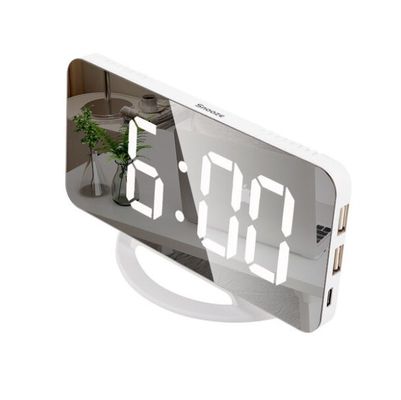 TS-8201 LED Mirror Alarm Clock Digital USB Table Snooze Clocks Wake Up الضوء القابل للتعديل جهاز توقيت الكمبيوتر الكبير المزود