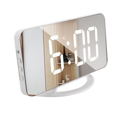 TS-8201 LED Mirror Alarm Clock Digital USB Table Snooze Clocks Wake Up الضوء القابل للتعديل جهاز توقيت الكمبيوتر الكبير المزود