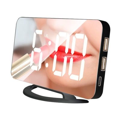 TS-8201 LED Mirror Alarm Clock Digital USB Table Snooze Clocks Wake Up الضوء القابل للتعديل جهاز توقيت الكمبيوتر الكبير المزود