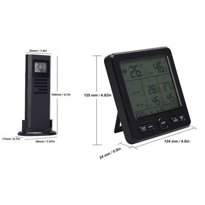 TS-6210 3 في 1 الحرارة الداخلية اللاسلكية للخارج لمحطة الطقس الحرارة الطقسية الرقمية مع تقويم الساعة المزود