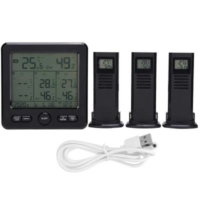 TS-6210 3 في 1 الحرارة الداخلية اللاسلكية للخارج لمحطة الطقس الحرارة الطقسية الرقمية مع تقويم الساعة المزود
