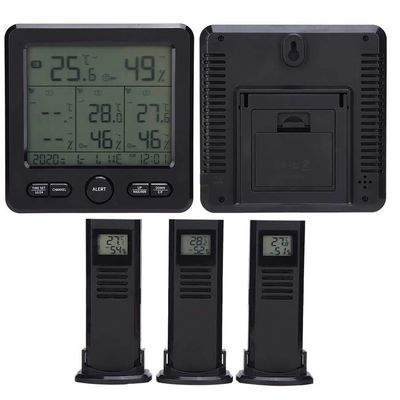 TS-6210 3 في 1 الحرارة الداخلية اللاسلكية للخارج لمحطة الطقس الحرارة الطقسية الرقمية مع تقويم الساعة المزود