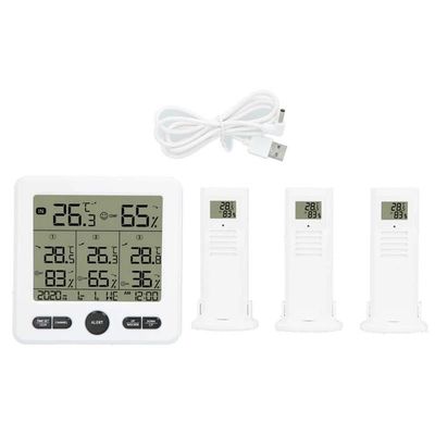 TS-6210 3 في 1 الحرارة الداخلية اللاسلكية للخارج لمحطة الطقس الحرارة الطقسية الرقمية مع تقويم الساعة المزود