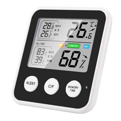TS-9909 مقياس درجة الحرارة الرقمي LCD مقياس الرطوبة الإلكترونية الداخلية مقياس الحرارة الإلكترونية محطة الطقس المزود