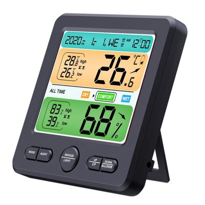 TS-6211 شاشة LCD على الحائط مكتب داخلي دقة عالية درجة الحرارة والرطوبة مقياس الهاتف المنزلي الإنذار الإلكتروني المزود