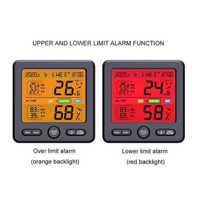 TS-6211 شاشة LCD على الحائط مكتب داخلي دقة عالية درجة الحرارة والرطوبة مقياس الهاتف المنزلي الإنذار الإلكتروني المزود