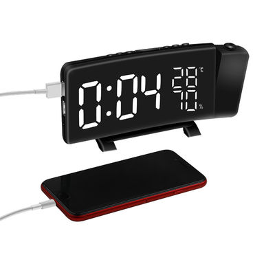 TS-5210 ساعات الإنذار الرقمية USB الساعة الإلكترونية الإسقاطية FM راديو حرارة للمنزل غرفة نوم ديكور الطاولة المزود