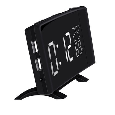 TS-5210 ساعات الإنذار الرقمية USB الساعة الإلكترونية الإسقاطية FM راديو حرارة للمنزل غرفة نوم ديكور الطاولة المزود