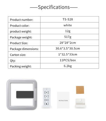 TS-S28 RGB LED رقمية مربع ساعة الحائط الحرارة الهاوية التصميم الحديث ساعات الإنذار الملونة للتزيين المنزلي المزود