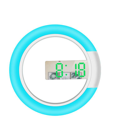 TS-S24 LED جديد مرآة جوفة ساعة الحائط الإبداعية مع إنذار درجة الحرارة حلقة الضوء متعدد الألوان المزود