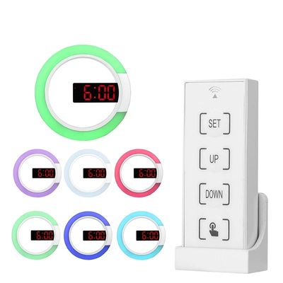 TS-S24 LED جديد مرآة جوفة ساعة الحائط الإبداعية مع إنذار درجة الحرارة حلقة الضوء متعدد الألوان المزود