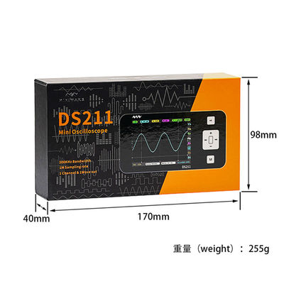 DS211 ميني 2.8 &quot; قناة 2 1MSa/s عرض النطاق الترددي الرقمي 200 كيلو هرتز أوسيلوسكوب للأجهزة الإلكترونية المزود