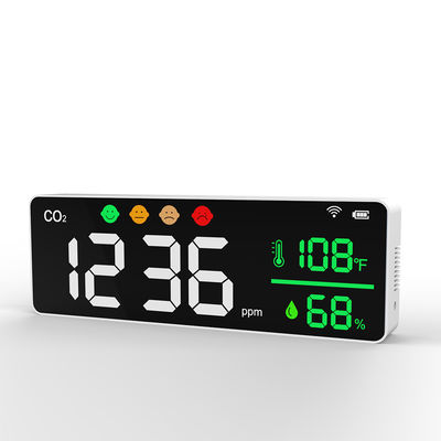 DM1306 كاشف ثاني أكسيد الكربون اللاسلكي Medidor CO2 رطوبة جدار مراقبة جودة الهواء مع وظيفة الإنذار المزود
