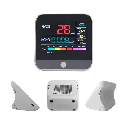 DM306 في 1 كشف تحليل جودة الهواء شاشة LCD عرض درجة الحرارة الرطوبة PM2.5 / HCHO / TVOC مقياس جودة الهواء المزود