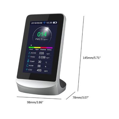 DM72B WIFI مراقبة جودة الهواء C02 مقياس غاز ثاني أكسيد الكربون HCHO TVOC PM2.5 PM1.0 PM10 تحليل درجة الحرارة والرطوبة المزود