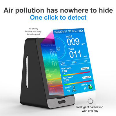 كاشف غاز DM73B WIFI CO2 HCHO TOVC 4.3 بوصة شاشة LED مراقبة جودة الهواء PM2.5 / 5 / 10 درجة حرارة كاشف الرطوبة المزود