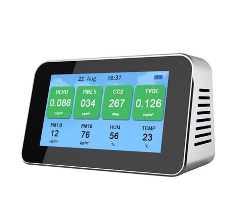 DM601B شاشة شاشة LCD كاشف ثاني أكسيد الكربون PM2.5 PM1.0 PM10 HCHO TVOC AQI مقياس درجة الحرارة والرطوبة مراقب جودة الهواء المزود