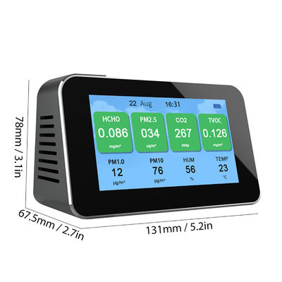 DM601B شاشة شاشة LCD كاشف ثاني أكسيد الكربون PM2.5 PM1.0 PM10 HCHO TVOC AQI مقياس درجة الحرارة والرطوبة مراقب جودة الهواء المزود