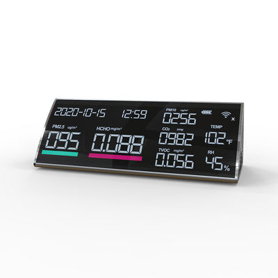 DM806 شاشة عرض LCD كاشف ثاني أكسيد الكربون PM2.5 PM1.0 PM10 HCHO TVOC AQI مقياس درجة الحرارة والرطوبة مراقب جودة الهواء المزود