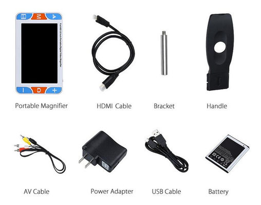 RS500S المحمول 5 &quot; 3X-48X LCD 800X480 مكبر فيديو رقمي مساعد للقراءة لضعف الرؤية تشغيل كابل USB على الكمبيوتر المزود