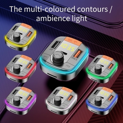 T832 جهاز إرسال FM أضواء LED الملونة مشغل Mp3 للسيارة PD/QC3.0 شاحن سريع للسيارة المزود