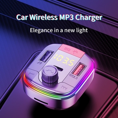 T832 جهاز إرسال FM أضواء LED الملونة مشغل Mp3 للسيارة PD/QC3.0 شاحن سريع للسيارة المزود