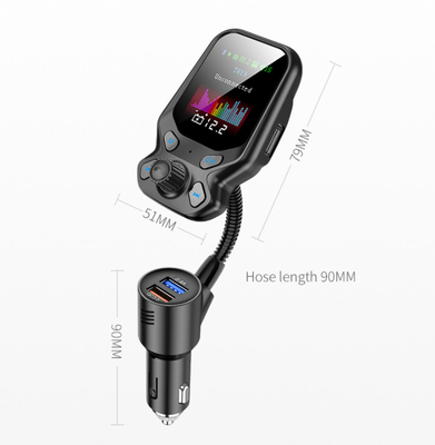 T819 شاشة ملونة سيارة شاحن الهاتف المحمول مشغل MP3 FM جهاز إرسال QC3.0 شاحن سيارة سيارة هاتف خال من اليدين المزود