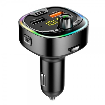 BT08D سيارة إف إم جهاز إرسال سيارة MP3 مشغل LED ضوء ملون متعددة الوظائف 3-الموانئ شاحن السيارة شحن سريع PD المزود