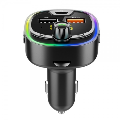 BT08D سيارة إف إم جهاز إرسال سيارة MP3 مشغل LED ضوء ملون متعددة الوظائف 3-الموانئ شاحن السيارة شحن سريع PD المزود