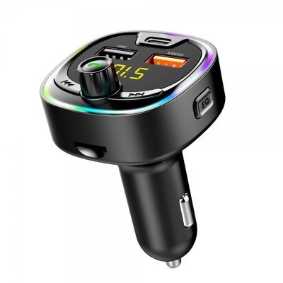 BT08D سيارة إف إم جهاز إرسال سيارة MP3 مشغل LED ضوء ملون متعددة الوظائف 3-الموانئ شاحن السيارة شحن سريع PD المزود